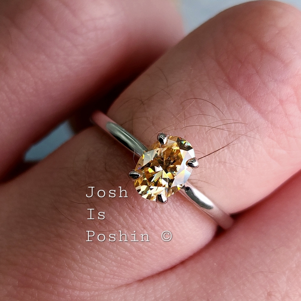 1CTW Champagne Moissanite Solitaire Ring In Sterling Silver
